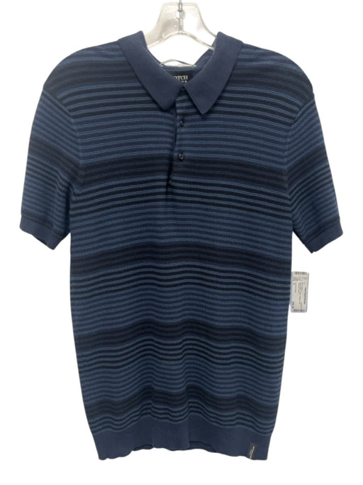 Scotch & Soda Size S Blue & Black Cotton Striped Polo Men's Short Sleeve Blue & Black / S