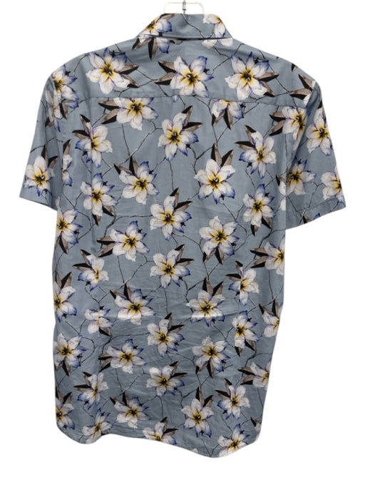 Ted Baker Size 3 Blue & Multi Floral Buttons Men's Short Sleeve Blue & Multi / 3