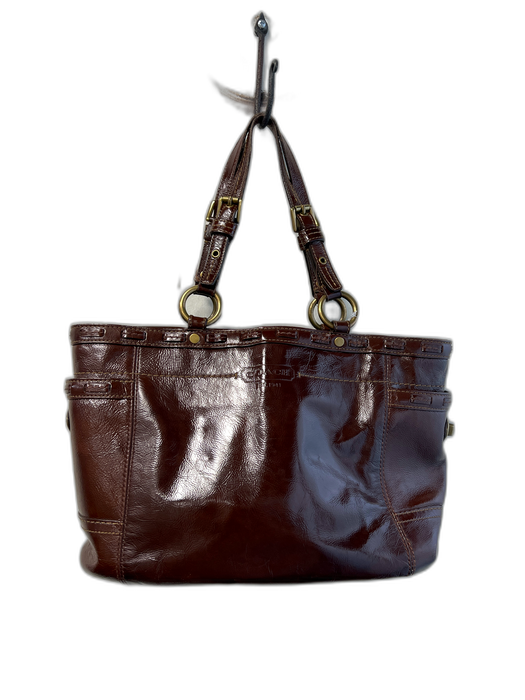 Coach Brown Leather Square Gold Hardware shoulder bag Bag Brown / M