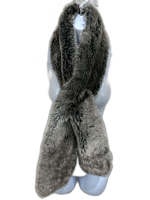 Restoration Hardware Gray & Black Acrylic Faux Fur Wrap scarf Gray & Black