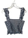 Marissa Webb Size 6 Blue & White Cotton Flutter Sleeves Striped Cropped Top Blue & White / 6