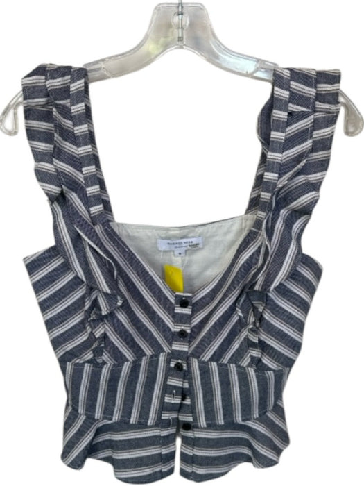 Marissa Webb Size 6 Blue & White Cotton Flutter Sleeves Striped Cropped Top Blue & White / 6