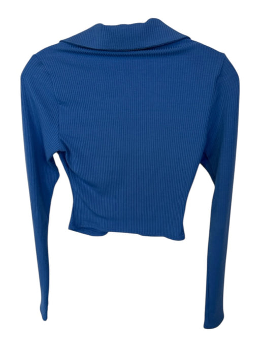 Reformation Size XS Blue Tencel Long Sleeve Gathered Front Ribbed Cropped Top Blue / XS