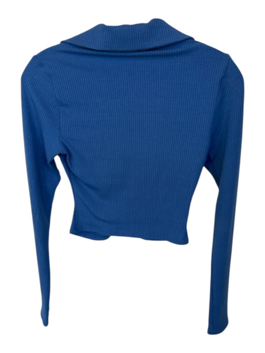 Reformation Size XS Blue Tencel Long Sleeve Gathered Front Ribbed Cropped Top Blue / XS