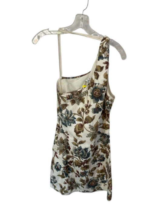 Sir. Size 2 Cream & Brown Linen Side Zip Flowers Dress Cream & Brown / 2