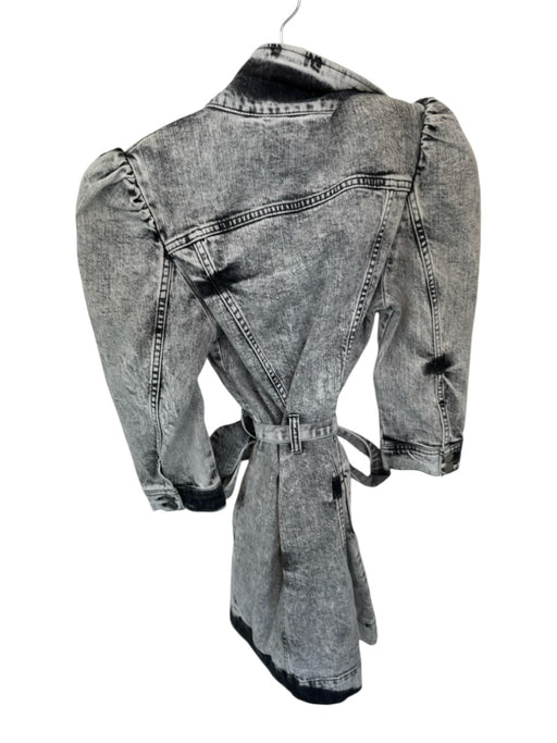 Retrofete Size S Gray & Black Cotton Blend Acid Wash Shoulder Pads Dress Gray & Black / S