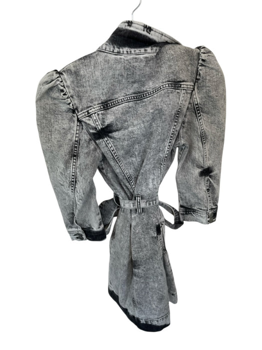 Retrofete Size S Gray & Black Cotton Blend Acid Wash Shoulder Pads Dress Gray & Black / S