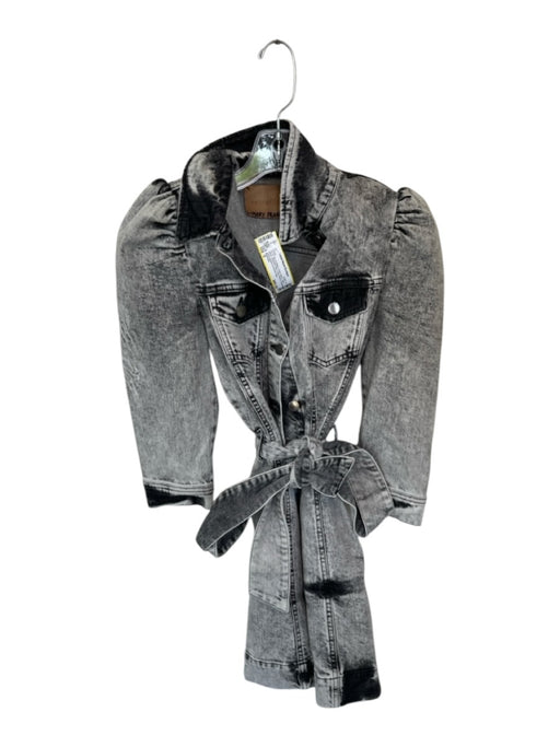 Retrofete Size S Gray & Black Cotton Blend Acid Wash Shoulder Pads Dress Gray & Black / S