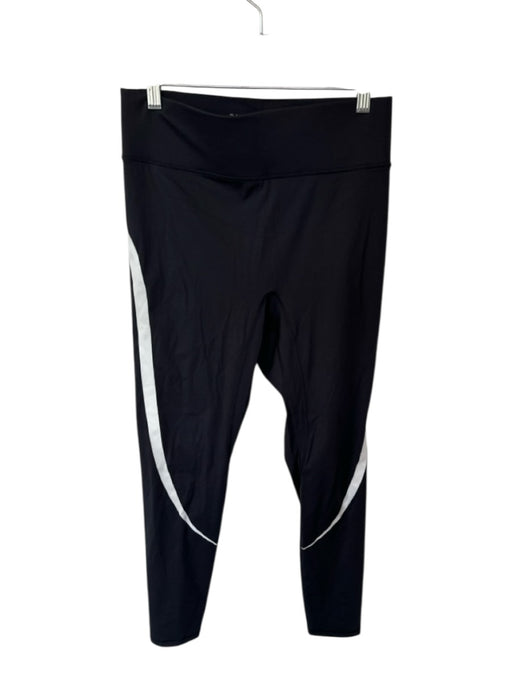 Bandier Size M Black & White Nylon Blend Waist Band Side Stripe Leggings Black & White / M