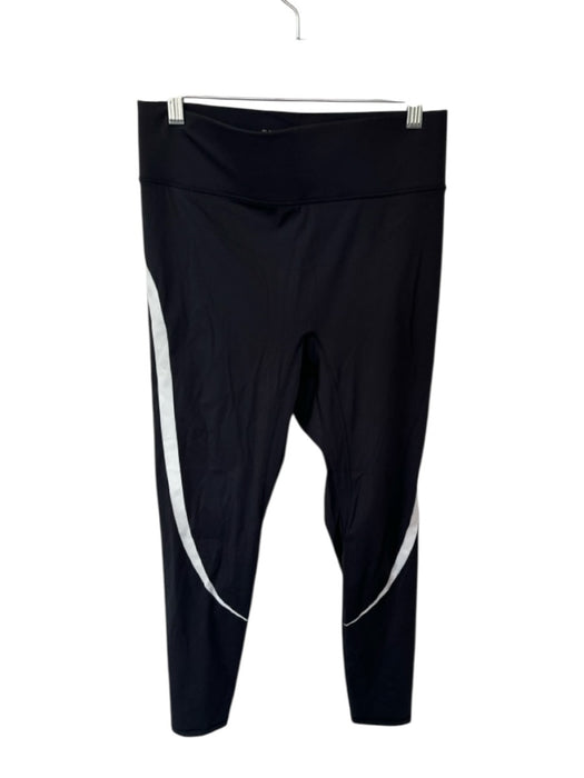 Bandier Size M Black & White Nylon Blend Waist Band Side Stripe Leggings Black & White / M