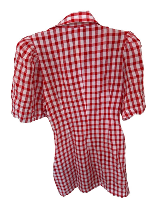 Kitri Size 4 Red & White Viscose Blend Short Sleeve Checkered Collar Dress Red & White / 4