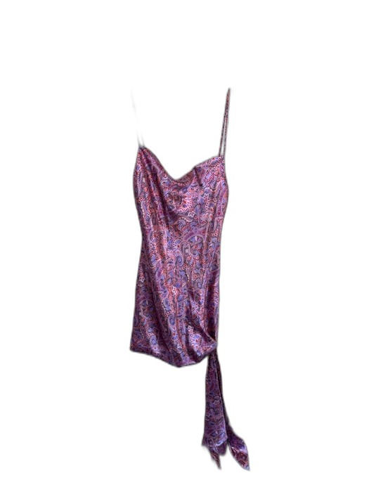 Cinq a Sept Size 4 Pink & Purple Polyester Blend Cowl Neck Satin Side Tie Dress Pink & Purple / 4