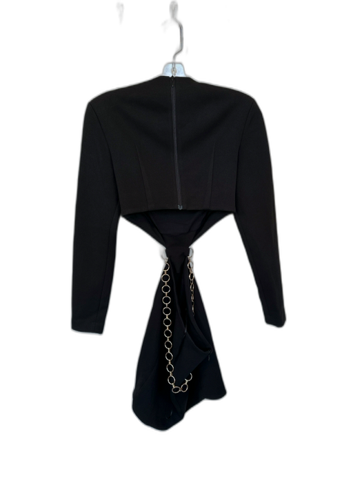 Misha Size S Black Polyester Blend Long Sleeve Gold Chain Cut Out Mini Dress Black / S