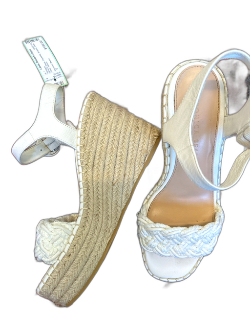 Veronica Beard Shoe Size 7 White & Beige Espadrille Braided Ankle Strap Wedges White & Beige / 7