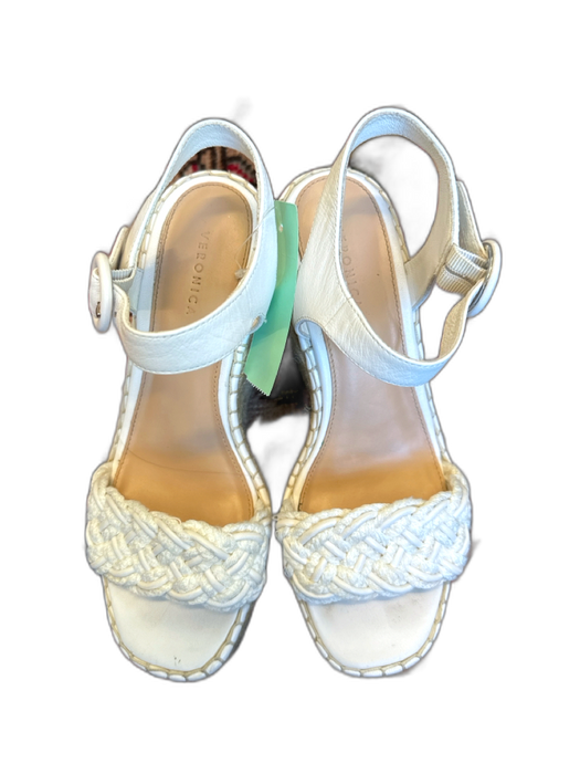 Veronica Beard Shoe Size 7 White & Beige Espadrille Braided Ankle Strap Wedges White & Beige / 7