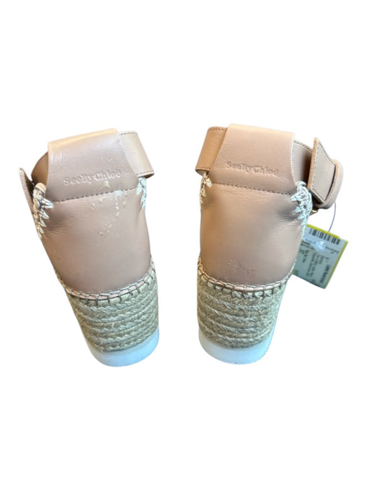 See By Chloe Shoe Size 37 Tan & White Leather Platform Espadrille Sandals Tan & White / 37