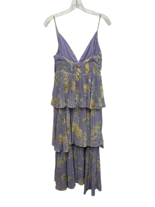 ASTR Size S Purple, Yellow, Green Polyester Tiered Sleeveless pleats Dress Purple, Yellow, Green / S