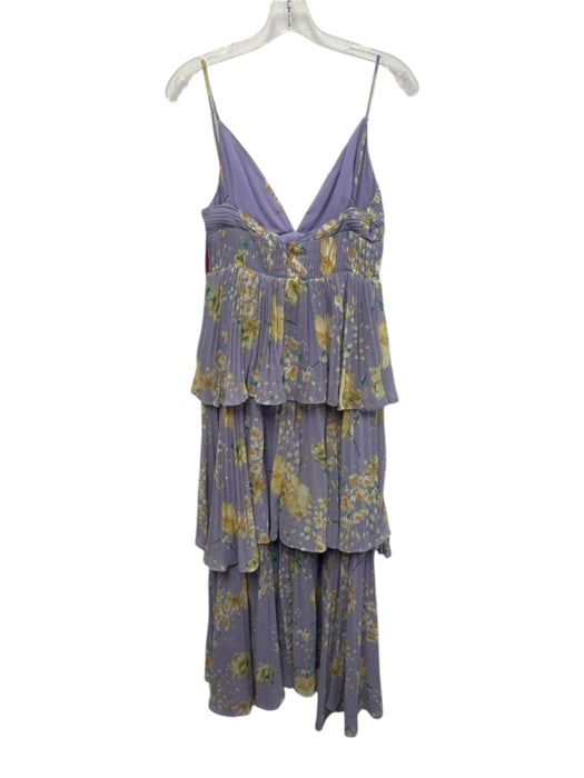 ASTR Size S Purple, Yellow, Green Polyester Tiered Sleeveless pleats Dress Purple, Yellow, Green / S