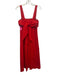 Theory Size S Red Linen & Viscose Sleeveless Maxi Bow Detail Dress Red / S