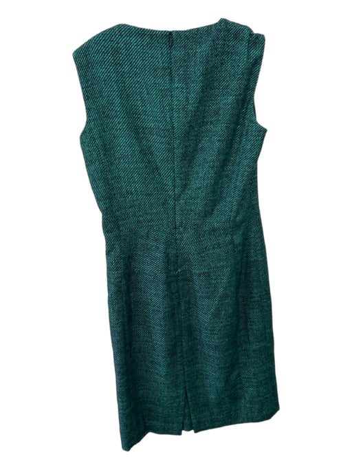 Escada Size 34 Green & Black Wool Blend Sleeveless V Neck Back Zip Dress Green & Black / 34