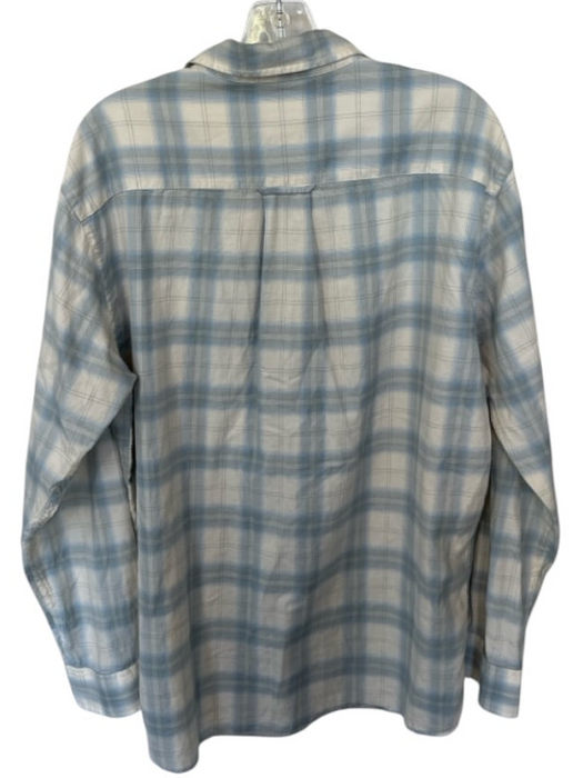 Orvis Size L Blue & Cream Cotton Blend Plaid Button Down Collar Men's Jacket Blue & Cream / L