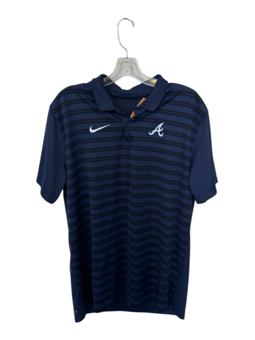 Nike Size L Navy & Black Polyester Tire Treads Collar half button down Polo Navy & Black / L