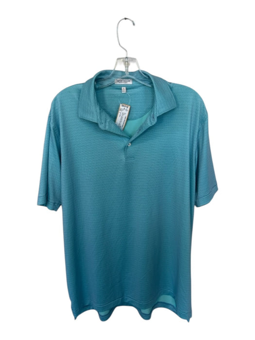 Peter Millar Size L Tortoise Polyester Blend Collar Half Button Golf Men's Polo Tortoise / L