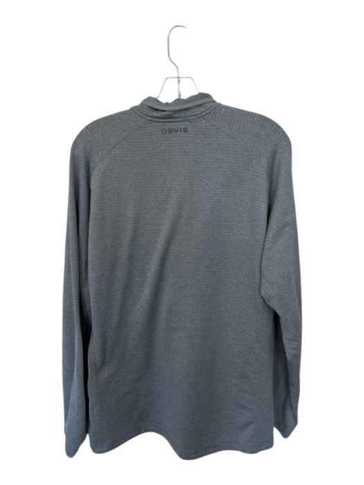 Orvis Grey Polyester Blend Ridged Long Sleeve Front Zip Men's Pullover Grey / L
