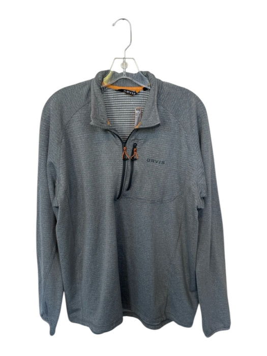 Orvis Grey Polyester Blend Ridged Long Sleeve Front Zip Men's Pullover Grey / L