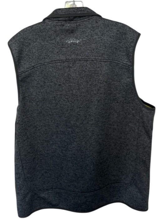 Orvis Size L Dark Grey Nylon Blend Zip Pockets Neon Detial Zip Up Men's Vest Dark Grey / L
