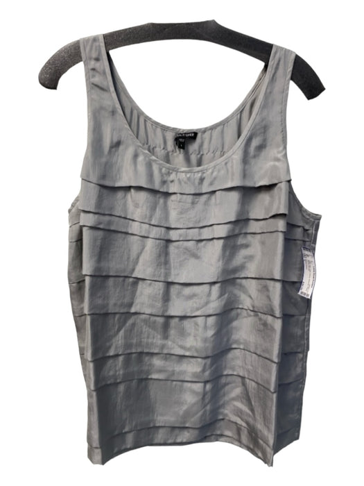 Eileen Fisher Size L Grey Silk Tank Tiered Shimmer Flowy Top Grey / L