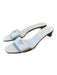 Prada Shoe Size 37.5 Light Blue Leather open toe Logo Detail Kitten Heel Heels Light Blue / 37.5