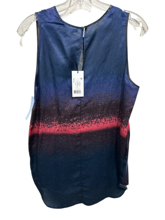 Derek Lam 10 Crosby Size 6 Blue, Black, Red Silk Blend Sleeveless Sheer Top Blue, Black, Red / 6