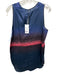 Derek Lam 10 Crosby Size 6 Blue, Black, Red Silk Blend Sleeveless Sheer Top Blue, Black, Red / 6
