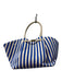 DeMellier Blue & White Fabric Top Handle Snap Closure Striped Tote Bag Blue & White / L