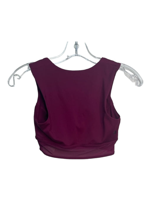 Le Ore Size XS Maroon Polyester Blend Sleeveless Square Neck Mesh Detail Top Maroon / XS