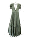 Selkie Size XS Sage green Cotton Short Puff Sleeve Eyelet Tiered Maxi Dress Sage green / XS