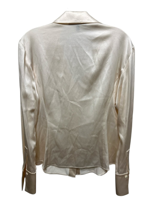 Lafayette 148 Size 10 Beige Pink Silk Long Sleeve Solid Button Up & Collar Top Beige Pink / 10