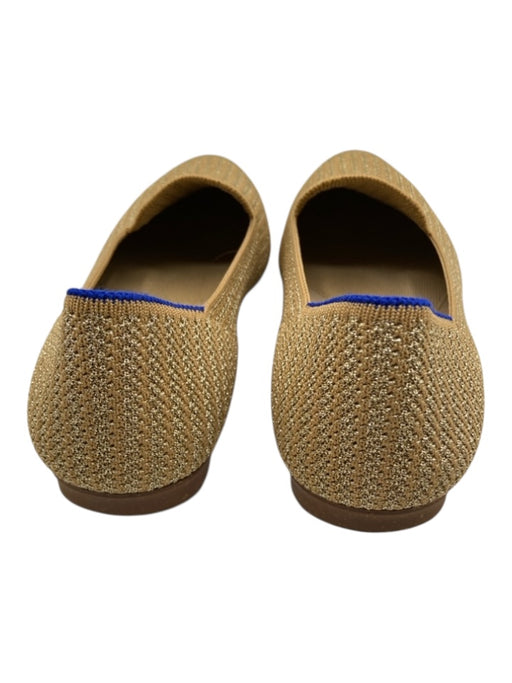 Rothy's Shoe Size 8 Beige & Gold Textile Metallic Thread Striped Slip On Flats Beige & Gold / 8