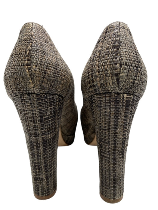 Chanel Shoe Size 41 Gray & Beige Jute & Patent round toe Woven Platform Pumps Gray & Beige / 41