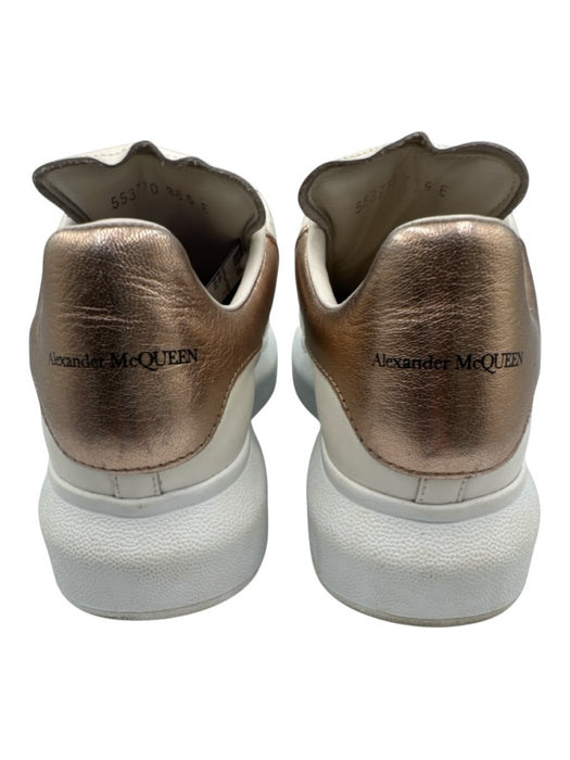 Alexander McQueen Shoe Size 38.5 White & Rose Gold Leather Lace Up Sneakers White & Rose Gold / 38.5