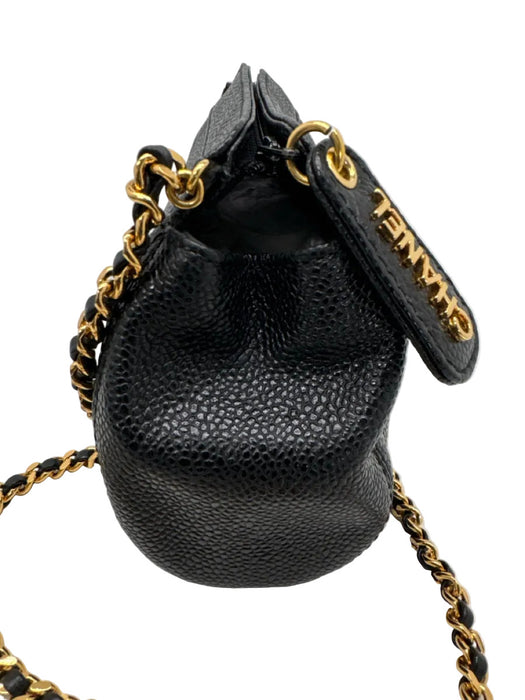 Chanel Black Leather Caviar Gold Chain Crossbody Dustbag Inc. Bag
