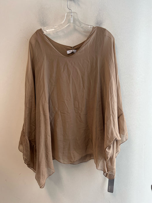Shyloh Size One Size Brown Viscose Blend Long Sleeve Round Neck Sheer Lined Top