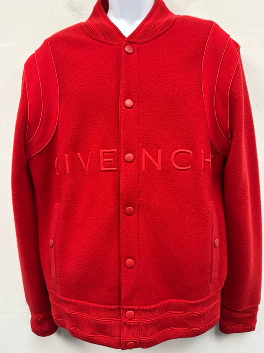 Givenchy Like New Size L Red Wool Solid Varsity Bomber Men's Jacket