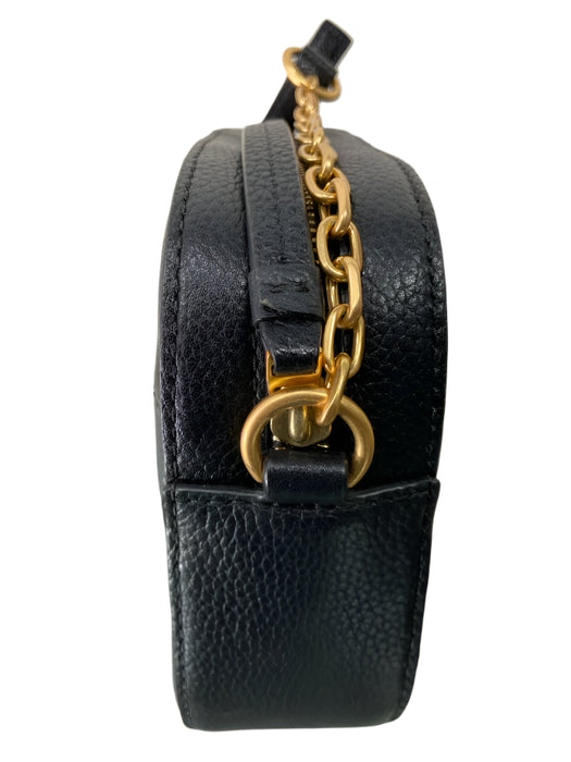 Tory Burch Navy Blue Pebbled Leather Crossbody Gold Hardware Logo Bag