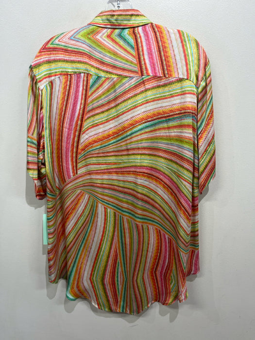 Frankies Bikinis Size M White & Multi Viscose Silk Feel Elastic Waist Short Set