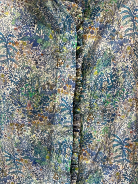 Ann Mashburn Size S Blue, Green, Multi Cotton Long Sleeve Floral Print Top