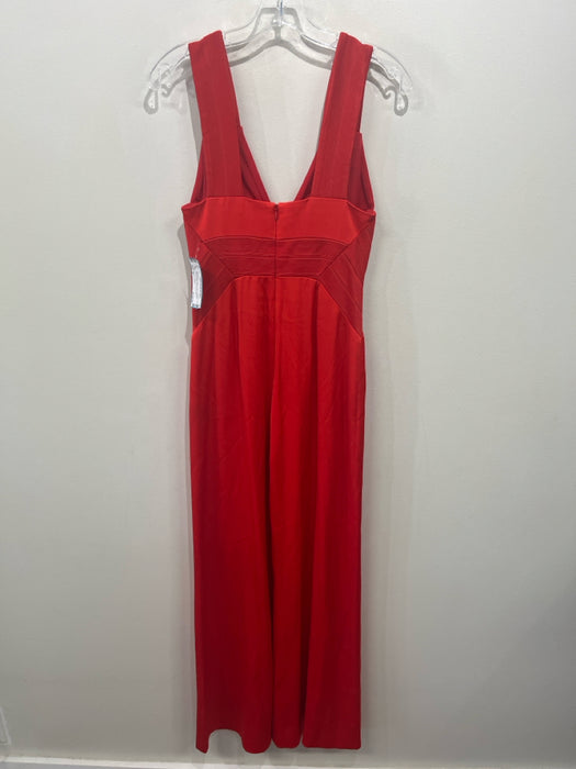 Galvan London Size 4 Red Viscose Blend Tank Bandage Bodice Wide Leg Jumpsuit