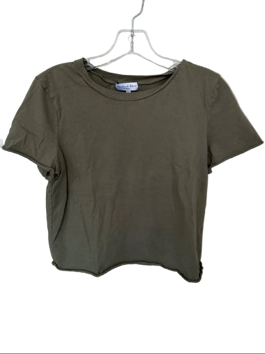 Michael Stars Size XS Olive Green Cotton Short Sleeve Cropped Top