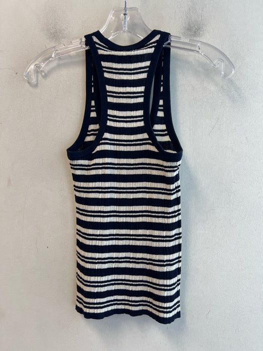 A.L.C. Size XS Navy & white Cotton Ribbed Scoop Neck Racerback Striped Top